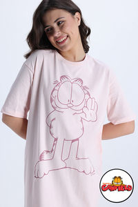 Zivame Garfield  Knit Cotton Loungewear Dress - Pink Dogwood — thumbnail 2